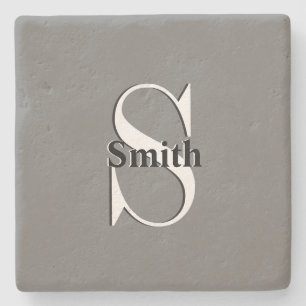 HAMbyWG Monogram Charcoal Stone Coaster