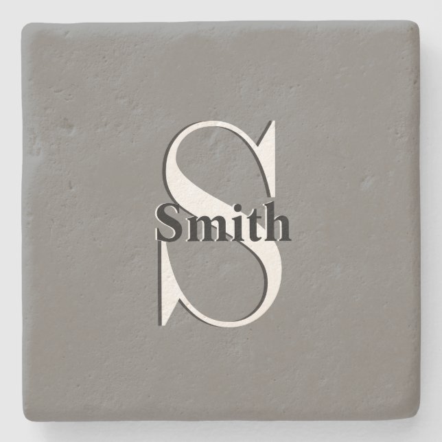 HAMbyWG Monogram Charcoal Stone Coaster (Front)