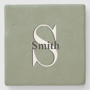 HAMbyWG Monogram Sage Green Stone Coaster
