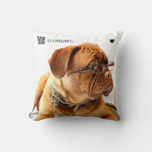 HAMbyWG Novelty Bulldog with Glasses Throw Pillow