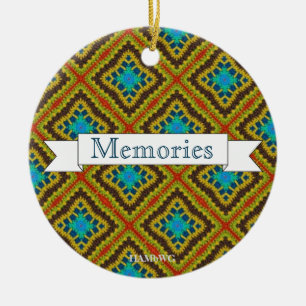 HAMbyWG - Olive, Rust & Blue Macrame Ceramic Ornament