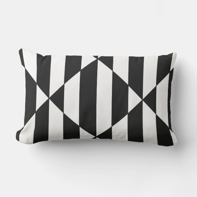 HAMbyWG Outdoor Lumbar Pillow  Blk/Wh Di Stripe (Front)