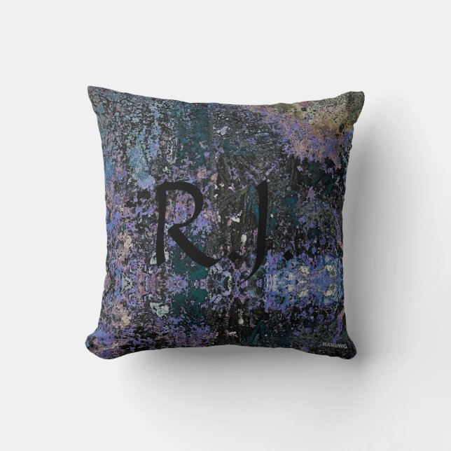 HAMbyWG Paint Splatter Look - Blues Cushion (Front)