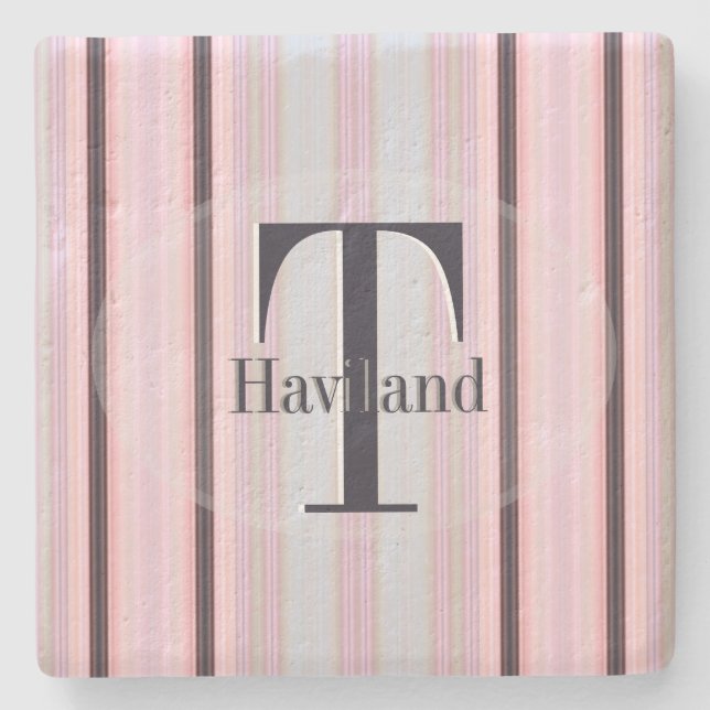 HAMbyWG Peach & Brown Stripe Stone Coaster (Front)