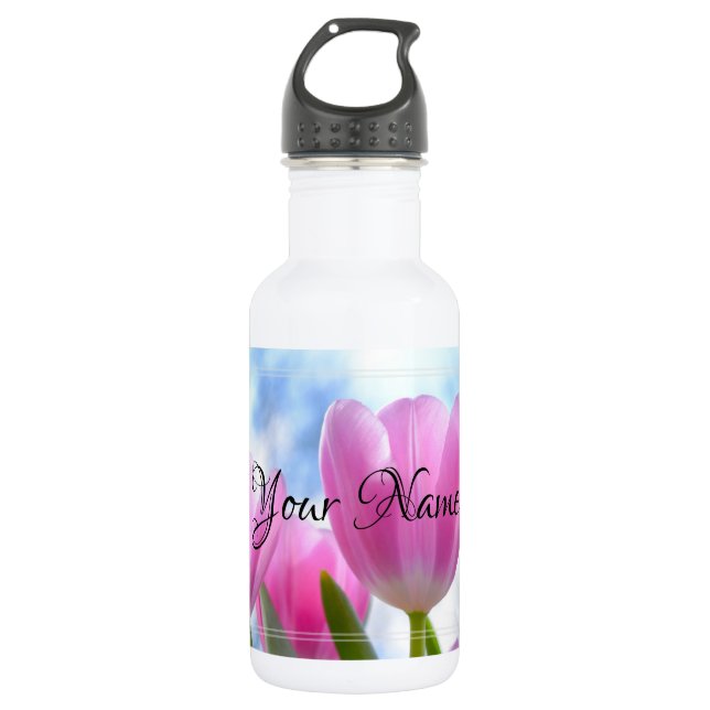 HAMbyWG - Pink Tulips 532 Ml Water Bottle (Front)