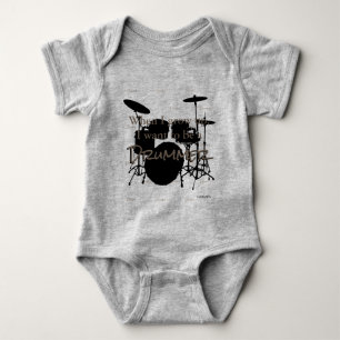 HAMbyWG - Romper, T-shirt, Snap T - Drum Theme Baby Bodysuit