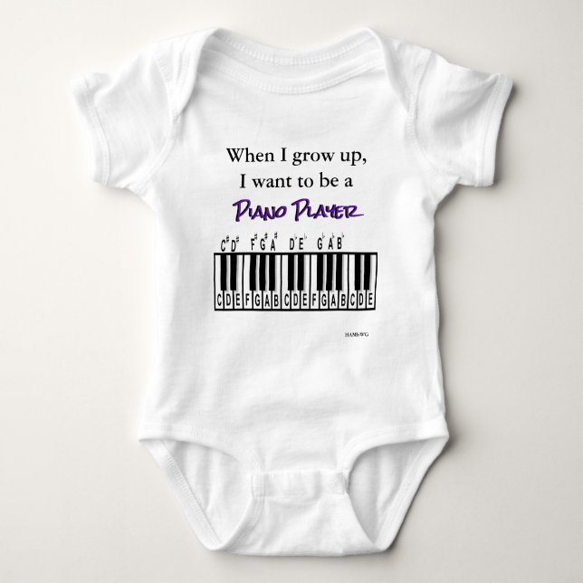 HAMbyWG - Romper, T-shirt, Snap T -  Piano Player Baby Bodysuit (Front)