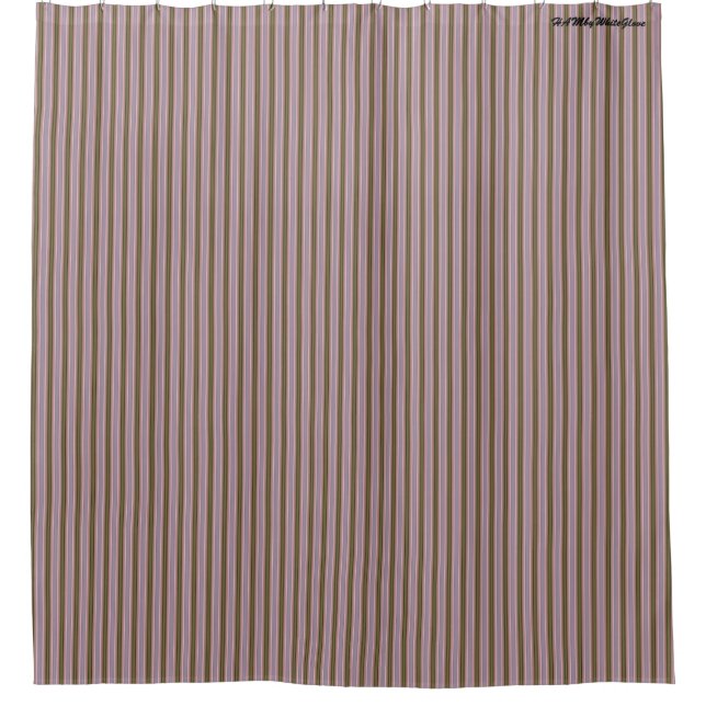 HAMbyWG - Shower Curtain - Deco Olive Mauve Stripe (Front)