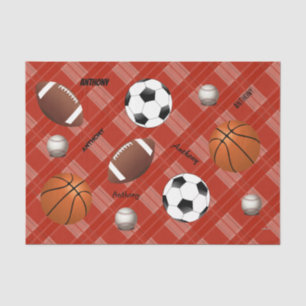 HAMbyWG Sports Themed Plaid Tissue Paper