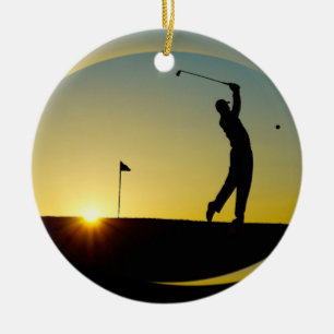 HAMbyWG  - Sunset - Golfer Ceramic Tree Decoration
