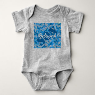 HAMbyWG - T-Shirt - Beloved Son Blue Camouflage Baby Bodysuit