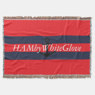 HAMbyWG - Throw Blanket Bright Red & Navy w Logo