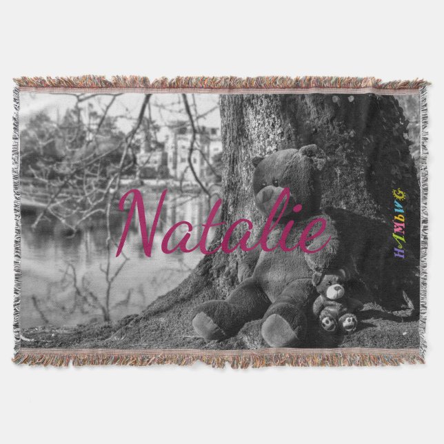 HAMbyWG - Throw Blanket - Teddy Bears w your name (Front)