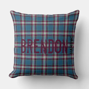 HAMbyWG Throw Pillow 20" - Blue Cherry Plaid
