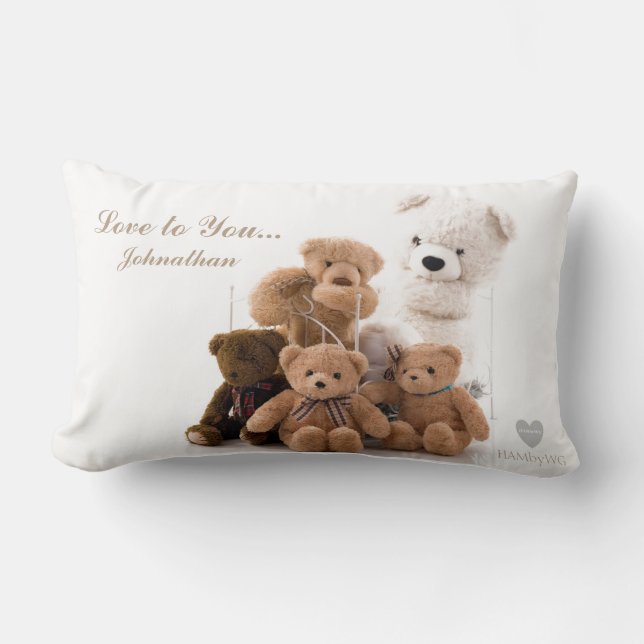 HAMbyWG - Throw Pillow - Beige Teddy Bears (Front)