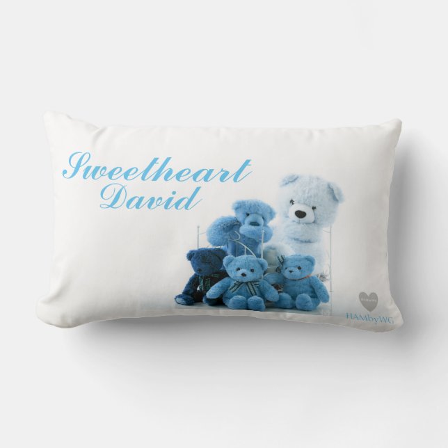 HAMbyWG - Throw Pillow - Blue Teddy Bears (Front)