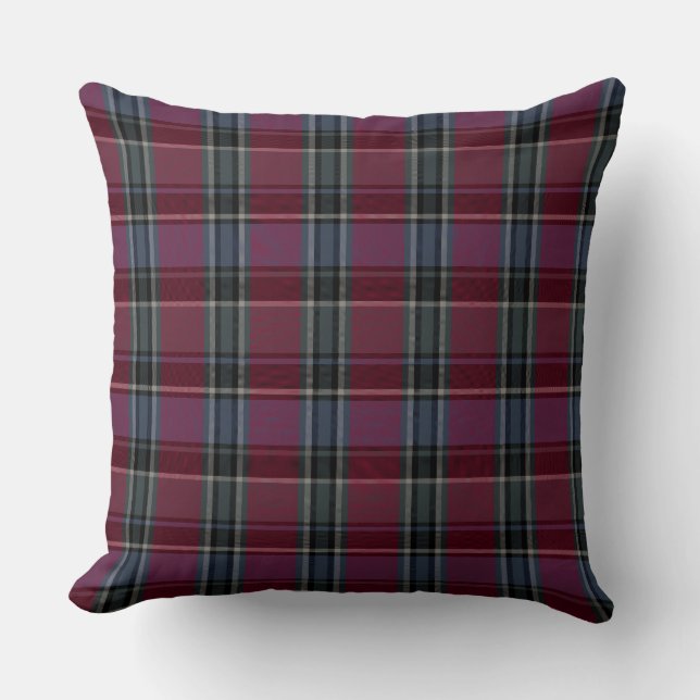 HAMbyWG - Throw Pillow - Burgundy Charcoal Plaid (Front)