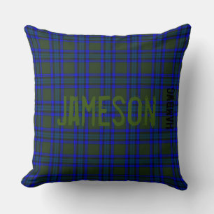 HAMbyWG - Throw Pillow - Green Electric Blue Plaid