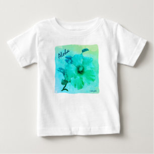 HAMbyWG -  Toddler's Aqua Hawaiin Hibiscus T-shirt