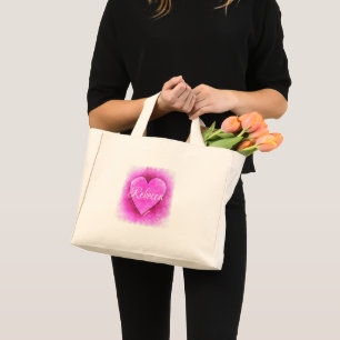 HAMbyWG - Tote Bag - Hot Pink Heart w Name