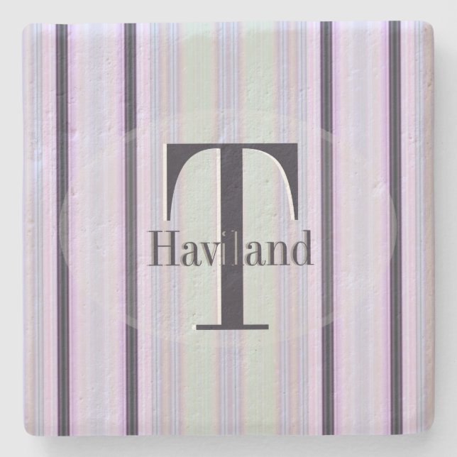 HAMbyWG Violet & Brown Stripe Stone Coaster (Front)