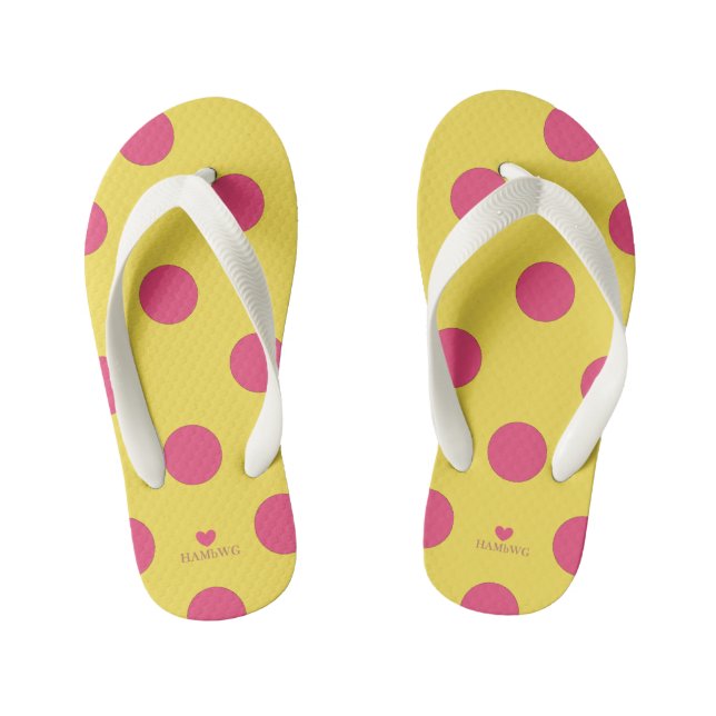 HAMbyWhiteGlove - Flip - Flops - Pink Polka Dots Kid's Thongs (Footbed)