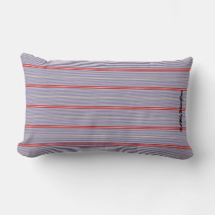 HAMbyWhiteGlove -  Lumbar - Blue & Red Stripes Cushion