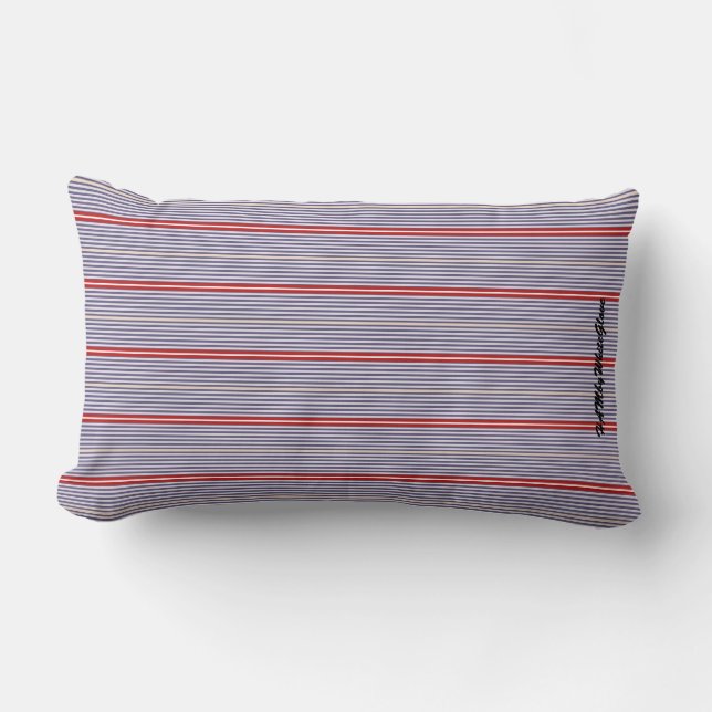 HAMbyWhiteGlove -  Lumbar - Blue & Red Stripes Lumbar Cushion (Front)