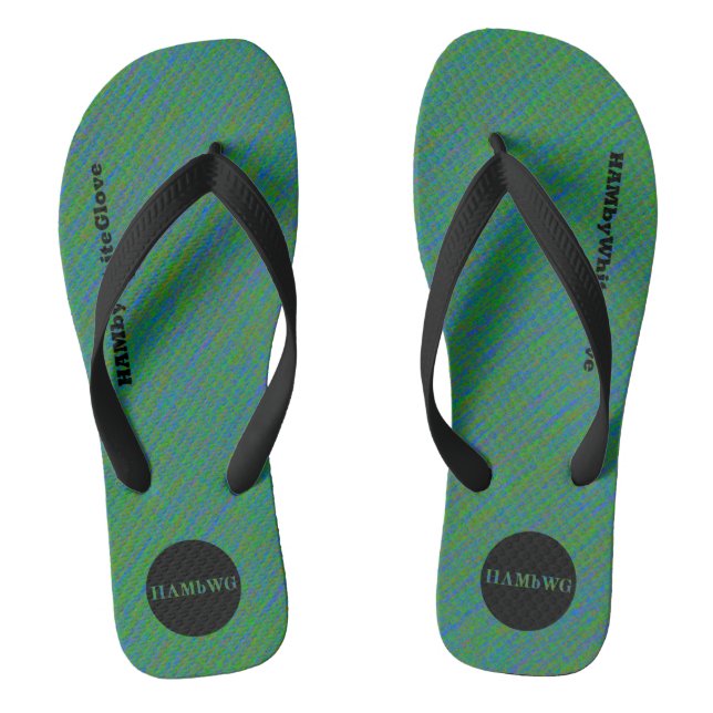 HAMbyWhiteGlove - Mens Flip-Flops - Green Mix Thongs (Footbed)