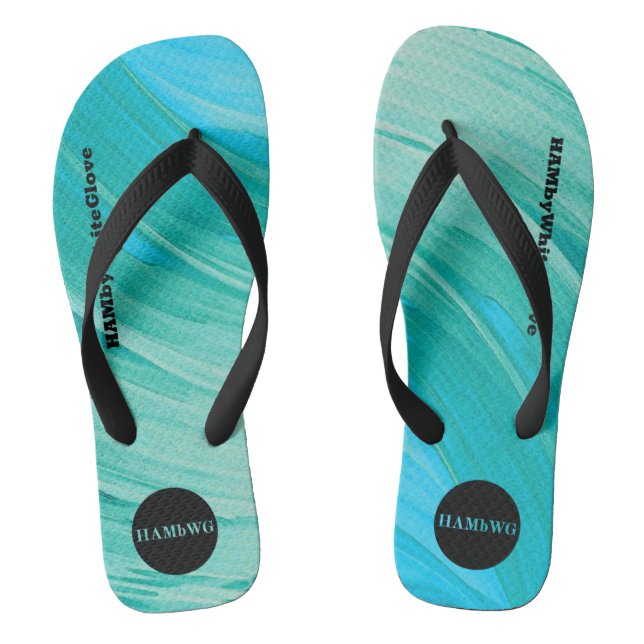 HAMbyWhiteGlove - Mens Flip-Flops - Rich Aqua Thongs (Footbed)