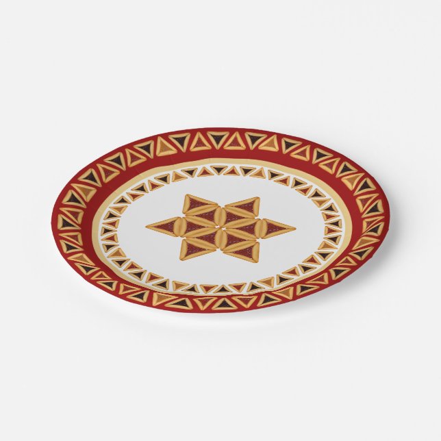 Hamentashen Star of David Paper Plate (Angled)