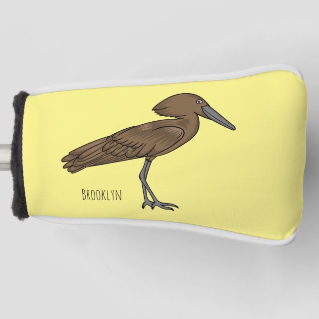 Hamerkop bird cartoon illustration  golf head cover (Front)