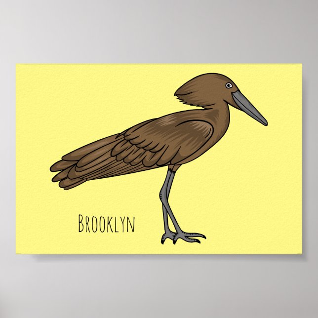 Hamerkop bird cartoon illustration  poster (Front)