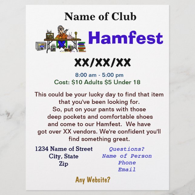 Hamfest Flyer 2-sided with Ham Vendor Customise It (Front)