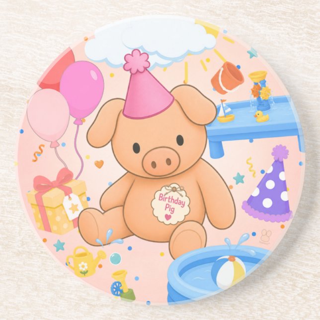 Hamhock's Pink Splashtastic! Storybook Coaster (Front)