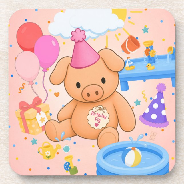 Hamhock's Pink Splashtastic! Storybook Coaster (Front)