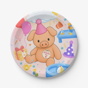 Hamhock's Pink Splashtastic! Storybook Party Paper Plate