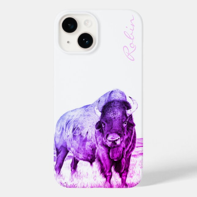 Hamilton ~ American Bison (purple) iPhone 14 Case (Back)