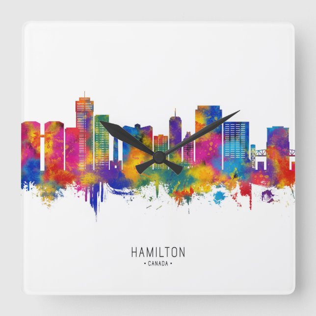 Hamilton Canada Skyline Square Wall Clock (Front)