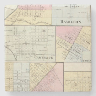 Hamilton, Carthage, Bushnell, Lincoln and LaHarpe Stone Coaster