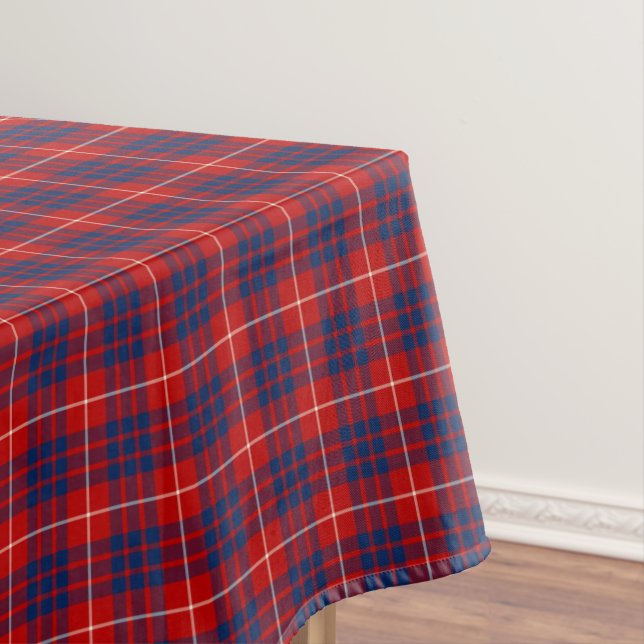 Hamilton Clan Bright Red and Royal Blue Tartan Tablecloth (In Situ)