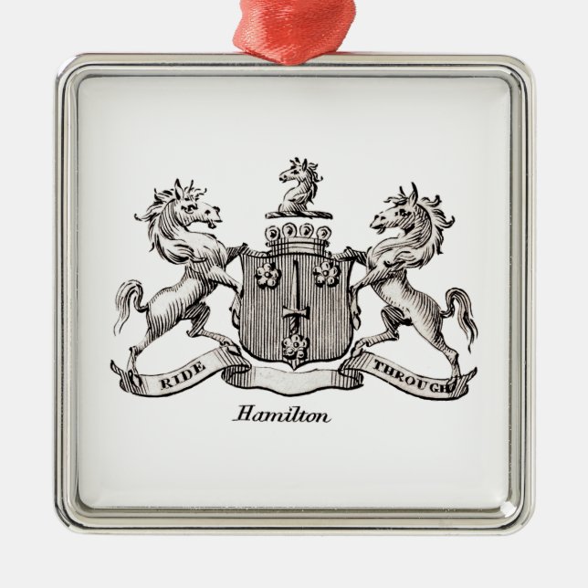 HAMILTON FAMILY CREST METAL TREE DECORATION (Front)