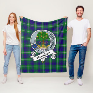 Hamilton Hunting Clan Badge Tartan Plaid Fleece Blanket