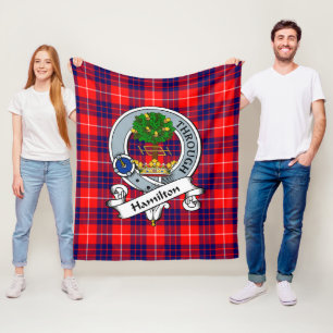 Hamilton Modern Clan Badge Tartan Plaid Fleece Blanket