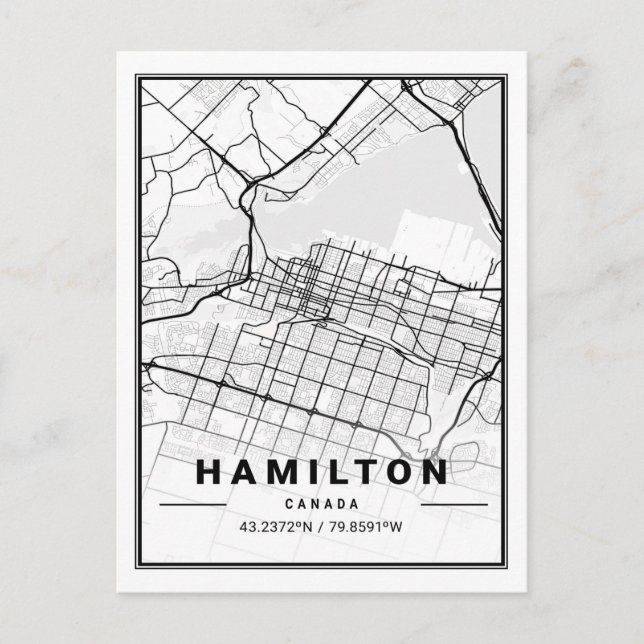 Hamilton Ontario Canada  Travel City Map Poster Postcard (Front)