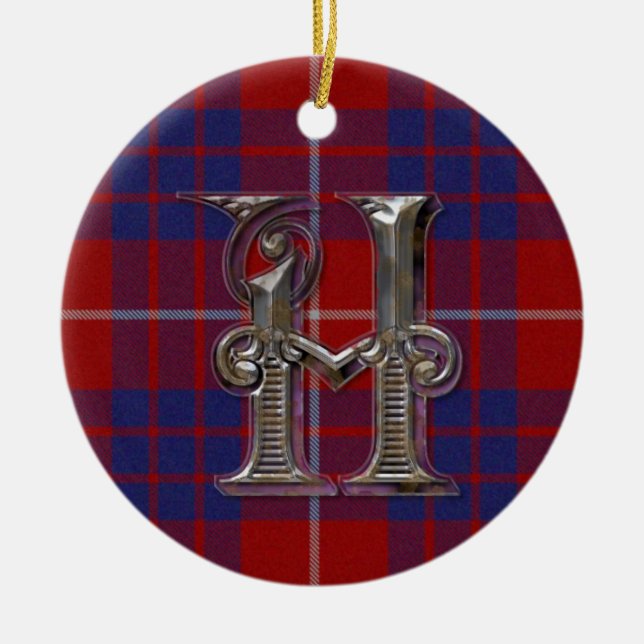 Hamilton Plaid Monogram ornament (Front)