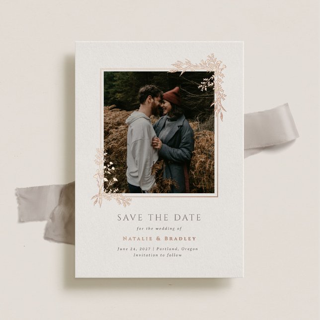 Hamilton Rose Gold Greenery Wedding Save the Date (Creator Uploaded)
