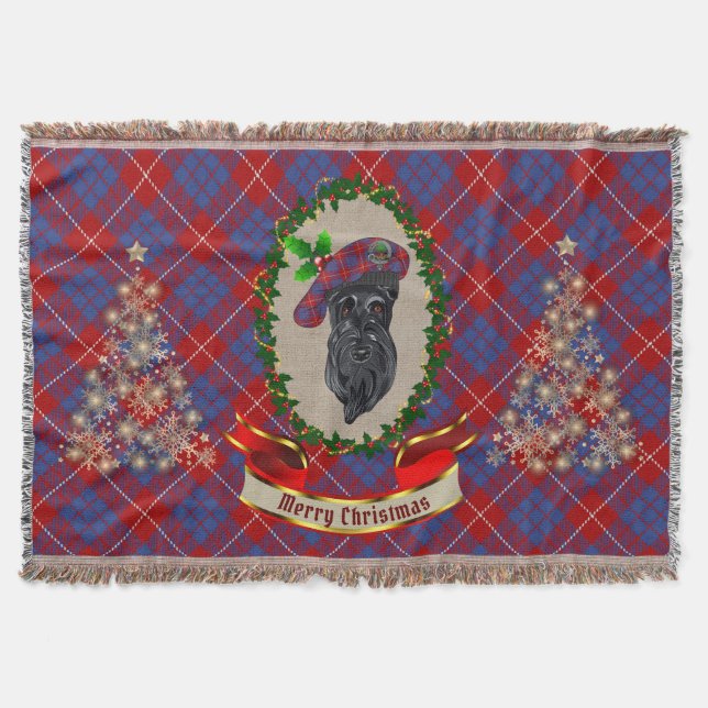 Hamilton Scottie Dog Christmas Throw Blanket (Front)