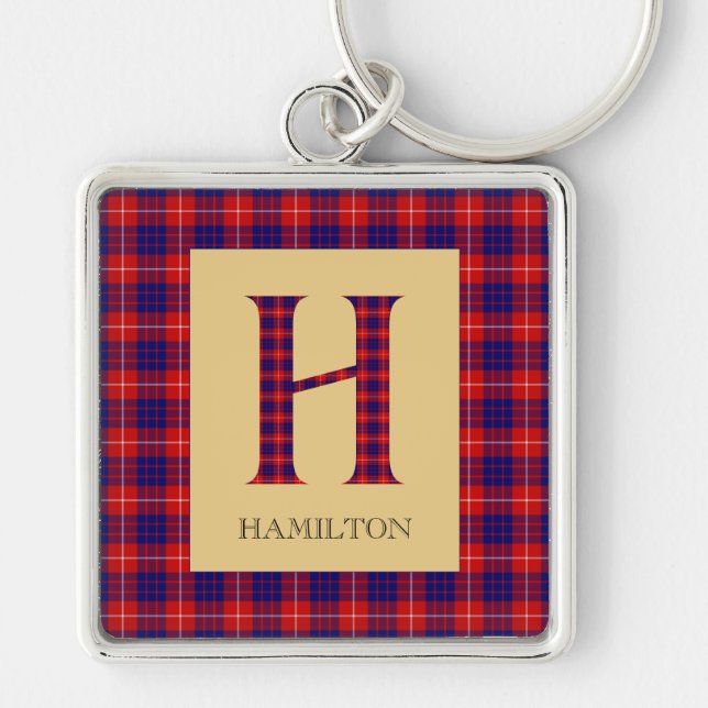 Hamilton Tartan Monogram H  Key Ring (Front)