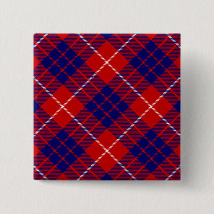 Hamilton tartan red blue purple plaid 15 cm square badge